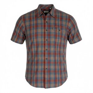 Bridge & Burn Mens Plaid Short Sleeve Button Up Shirt Medium Red Blue Tan Casual